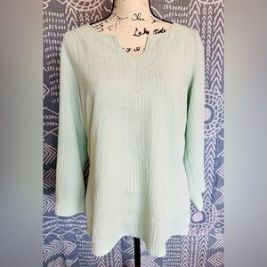 Exofficio Mint Green 3/4 Sleeve Boxy Blouse